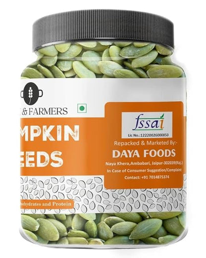 Farm & Farmers Raw Pumpkin Seeds 250Gm/500Gm - Unroasted Pumpkin Seed Rich in Protein and AAA Grade Pumpkin Seeds | Source of Iron & Zinc | High Protein Fiber Rich Superfood Snack
