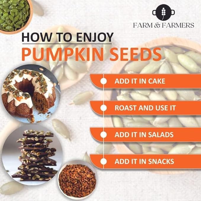 Farm & Farmers Raw Pumpkin Seeds 250Gm/500Gm - Unroasted Pumpkin Seed Rich in Protein and AAA Grade Pumpkin Seeds | Source of Iron & Zinc | High Protein Fiber Rich Superfood Snack
