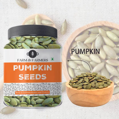 Farm & Farmers Raw Pumpkin Seeds 250Gm/500Gm - Unroasted Pumpkin Seed Rich in Protein and AAA Grade Pumpkin Seeds | Source of Iron & Zinc | High Protein Fiber Rich Superfood Snack