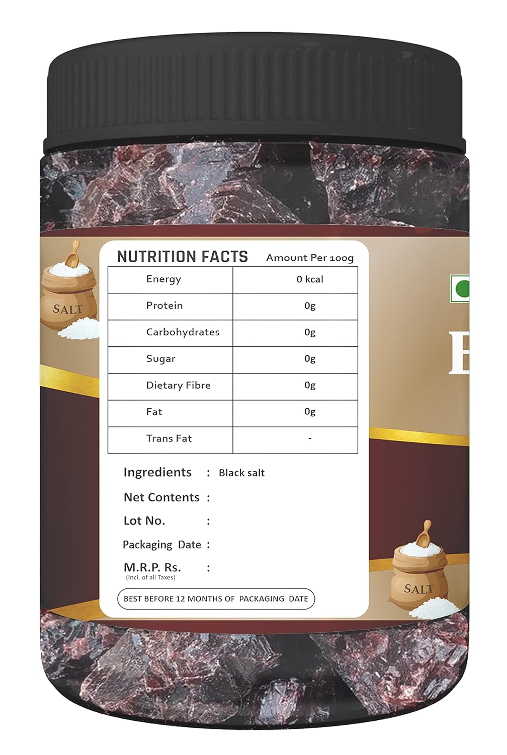 Farm & Farmers Black Salt Whole/Kala Namak, 400g/900g