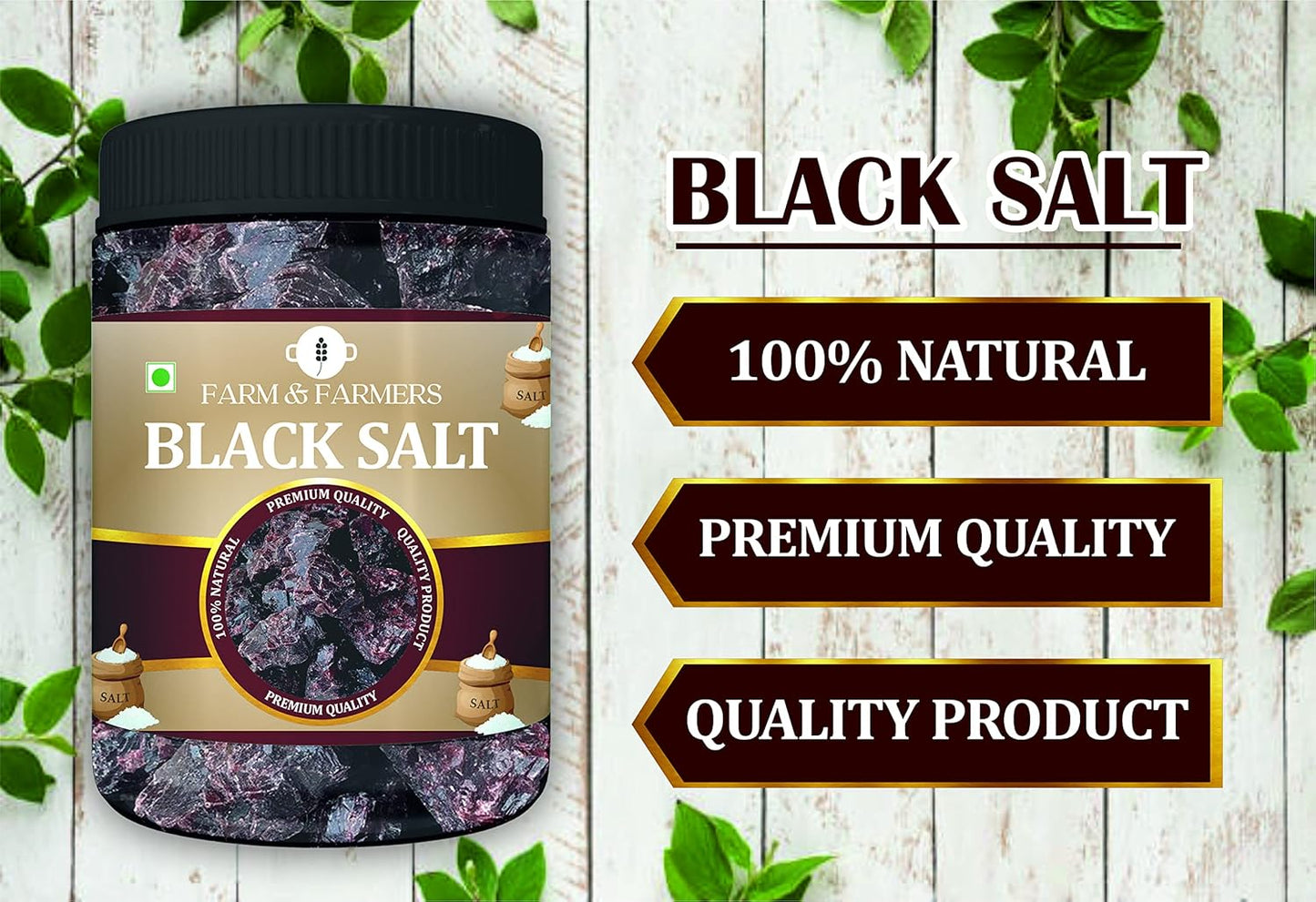 Farm & Farmers Black Salt Whole/Kala Namak, 400g/900g