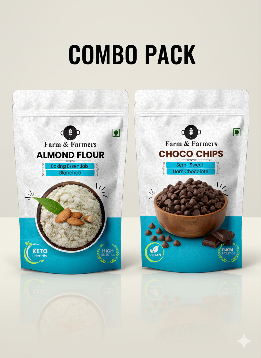 Farm & Farmers Gluten-Free Almond Flour (250g/500g/1kg) + Vegan Dark Choco Chips (200g) Combo
